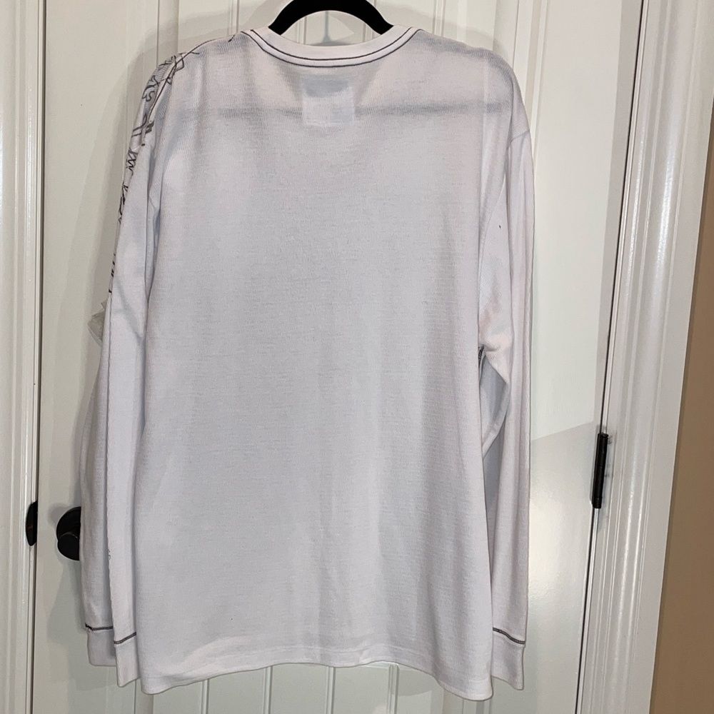 XXL Retrofit brand Mens XXL White and Black Graphic Long Sleeve Waffle Tee - Picture 3 of 7